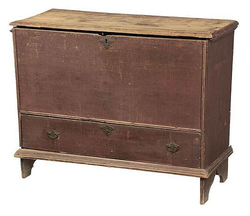 American Red Painted Chest With Drawer