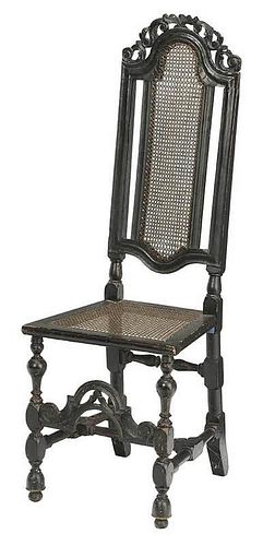 William And Mary Black Painted Side Chair