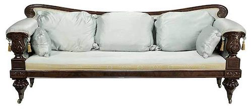 Fine Boston Classical Carved Mahogany Sofa