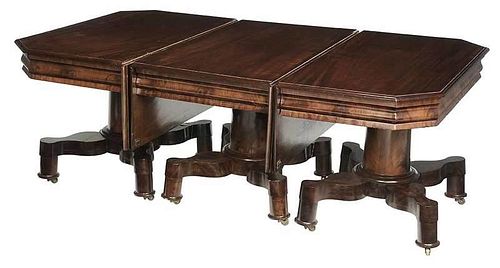American Classical Three Pedestal Dining Table