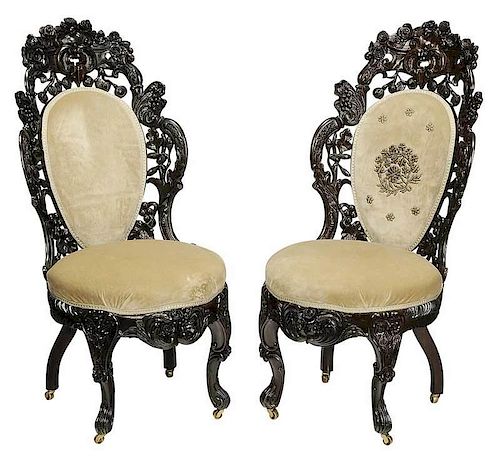 Fine Pair Belter Rosewood Side Chairs