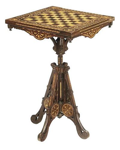 American Aesthetic Movement Inlaid Games Table