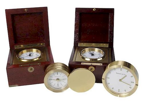 Four Modern Tiffany Desk Clocks