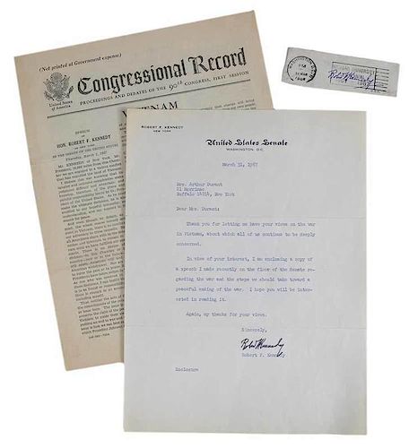 Signed Robert F. Kennedy Vietnam Letter