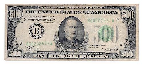1934 US Five Hundred Dollar Bill
