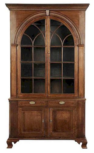 Southern Chippendale Inlaid Walnut Flat Cupboard