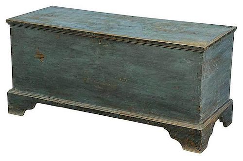 Southern Chippendale Blue Painted Blanket Chest