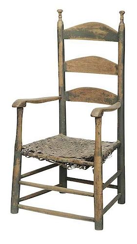 Early Southern Painted Open Arm  Chair