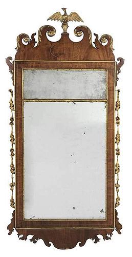 Chippendale Inlaid and Parcel Gilt Mirror