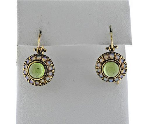 14K Gold Opal Peridot Earrings