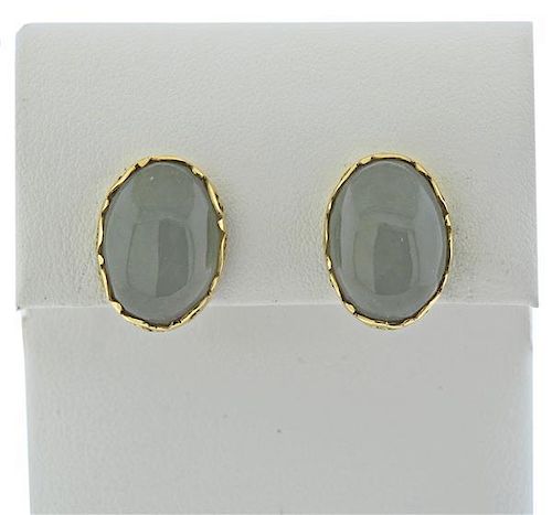Mings 14k Gold Jade Earrings