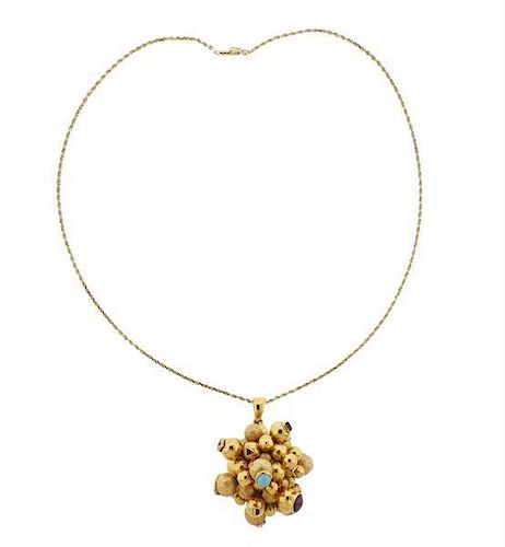 18k Gold Gemstone Pendant 14k Gold Necklace