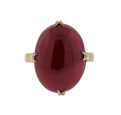 18k Gold Red Coral Ring