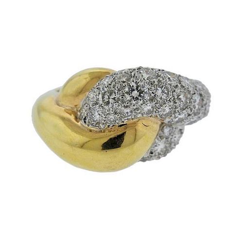 David Webb 18k Gold Platinum Diamond Ring