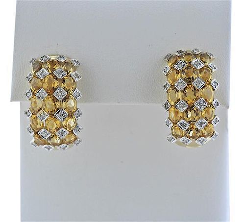 14k Gold Diamond Hoop Earrings
