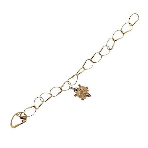 Chantecler 18k Rose Gold Diamond Turtle Charm Bracelet