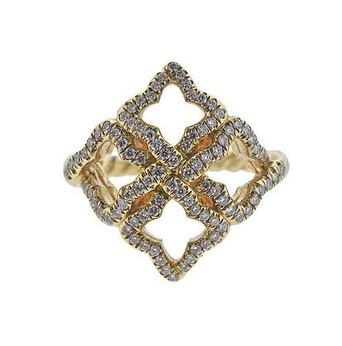 David Yurman Venetian Quatrefoil Diamond 18k Gold Ring