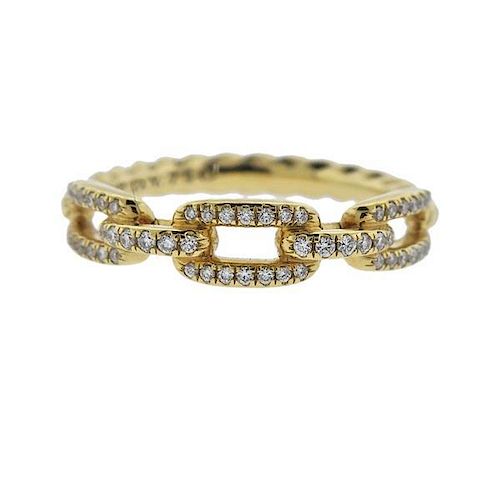 David Yurman Stax Chain 18k Gold Diamond Ring