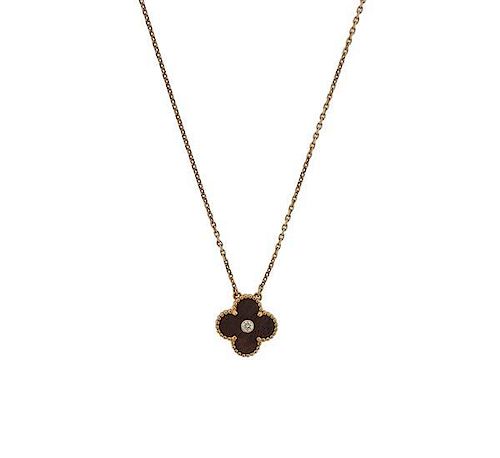 Van Cleef &amp; Arpels Alhambra Diamond Wood Necklace