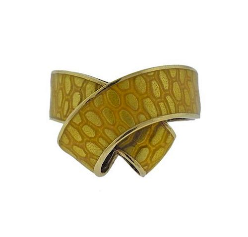 Kutchinsky 18k Gold Yellow Enamel Ring
