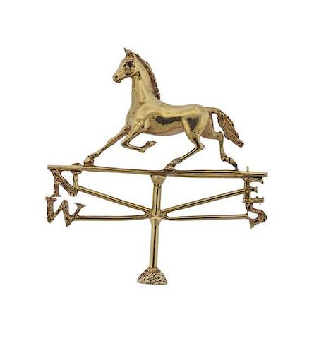 Ruser 14k Gold Horse Weathervane Brooch