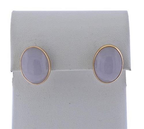 14k Gold Lavender Jade Earrings