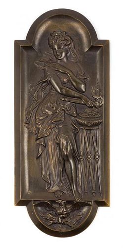 * A French Bronze Plaque Height 15 3/8 inches.