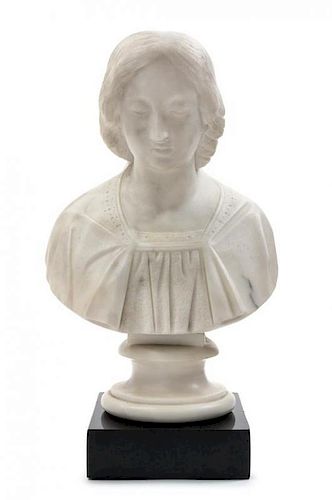 * An Italian Marble Bust of a Lady Height overall 10 1/2 inches.