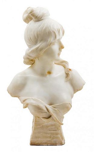 * Henri Alphonse Nelson, (French, 1854-1919), Buste d'une jeune femme
