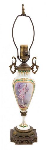 * A Sevres Style Gilt Metal Mounted Porcelain Vase Height overall 20 3/4 inches.