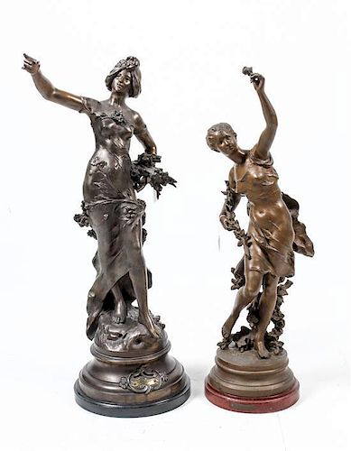 * Two Cast Metal Figures, after Moreau Height of taller 35 inches.