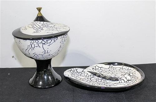 A Group of Two Haeger Pottery Articles Height of first 10 3/4 inches.