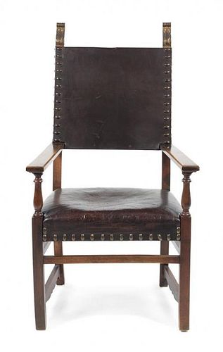 A Continental Renaissance Revival Armchair Height 53 1/4 inches.
