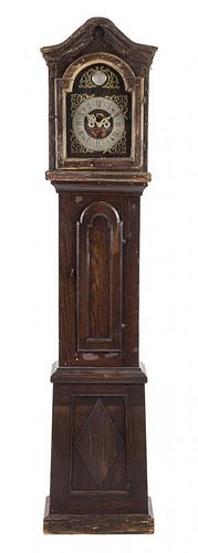 A Dutch Painted Tall Case Clock Height 83 1/4 inches.