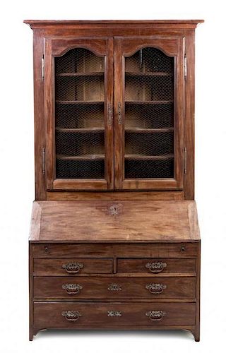 * A French Mahogany Secretaire Bibliotheque Height 93 x width 49 x depth 19 inches.