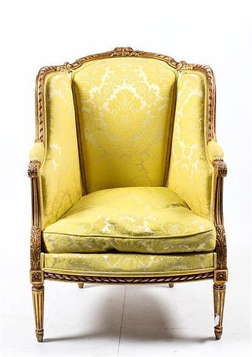 * A Louis XVI Style Painted Berg-re Height 41 inches.