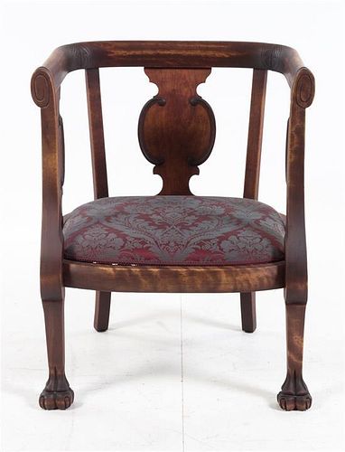 * An Edwardian Style Mahogany Armchair Height 31 3/4 inches.