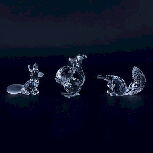 Three (3) Swarovski Crystal Animal Figurines in Original Boxes