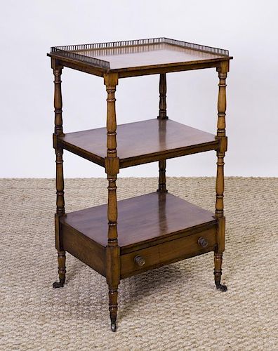 ENGLISH FRUITWOOD THREE-TIERED WHAT-NOT