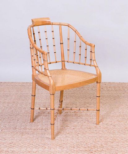 REGENCY STYLE FAUX BAMBOO AND CANED DESK CHAIR