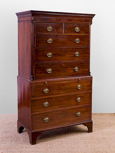 GEORGE IV MAHOGANY CHEST ON CHEST