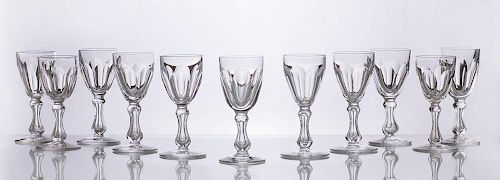 SET OF ELEVEN CLEAR GLASS CORDIALS