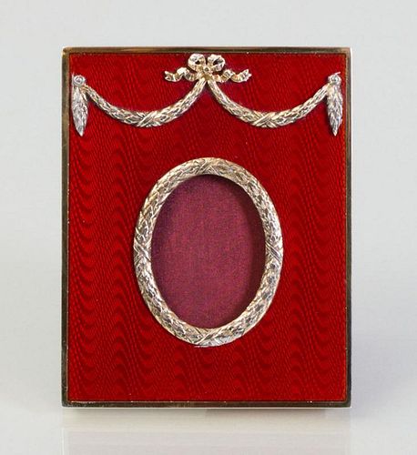 ITALIAN SILVER-GILT AND RED ENAMEL PICTURE FRAME