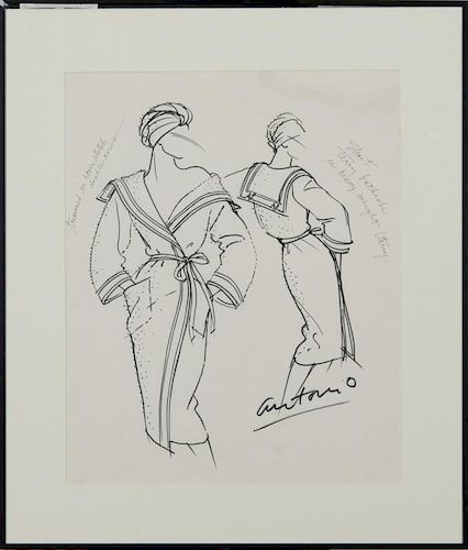 ANTONIO LOPEZ (1943-1988): SILK PAJAMAS; LOUNGE WRAP COAT; QUILTED TERRY AND JACQUARD SATIN; AND A SHORT TERRY BATHROBE