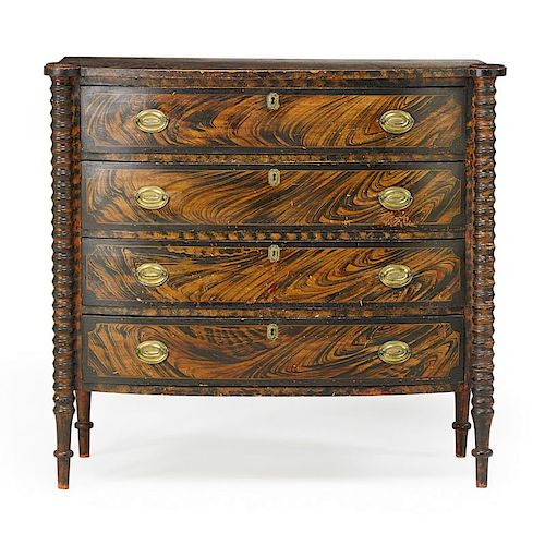 AMERICAN GRAIN-PAINTED CHEST OF DRAWERS