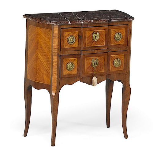 TRANSITIONAL LOUIS XV STYLE TULIPWOOD COMMODE