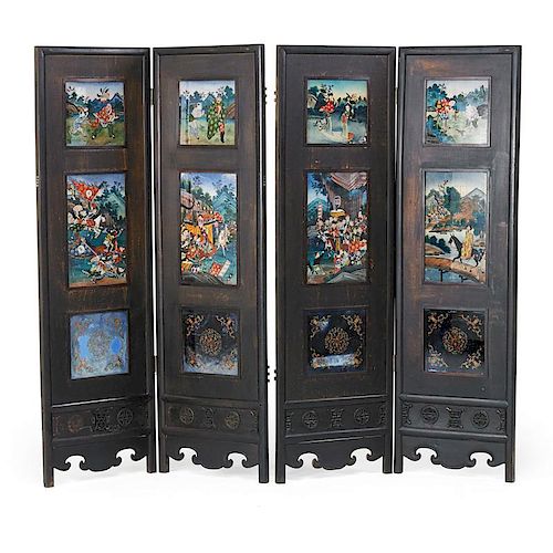 PAIR OF TWO-PANEL CHINESE SCREENS