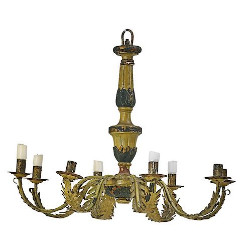 TOLE PAINTED EIGHT-LIGHT CHANDELIER