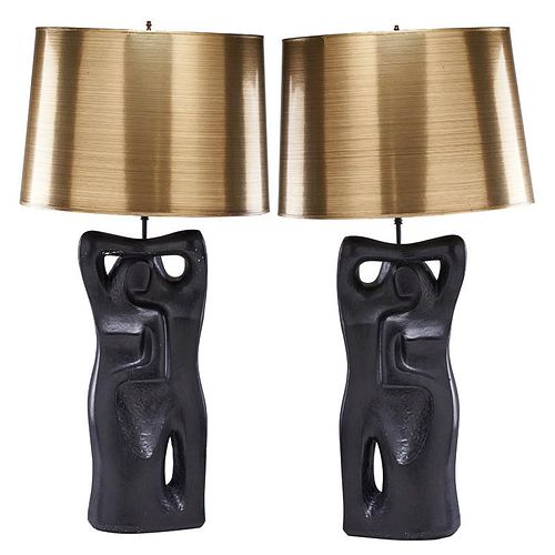 PAIR OF PLASTER RIMA FIGURAL TABLE LAMPS