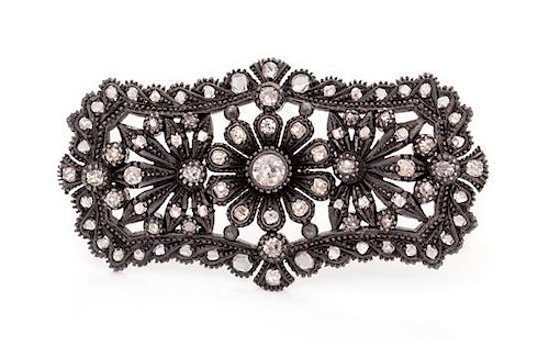 A Silver Topped Gold and Diamond Brooch, Portugal, 12.00 dwts.